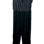 Forever Rose Black Metallic Silver Sleeveless Belted Jumpsuit Plus Size 1X Photo 6