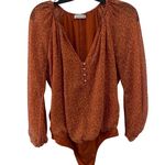 Abercrombie & Fitch Burnt Orange Polka Dot Chiffon Thong Bodysuit Size Small Photo 0
