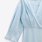 ZARA Wrap V-neck Dress Light Blue Lyocell Spring Summer Photo 5
