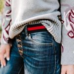 CAbi  Jeans Simone Highrise Skinny Button Fly Red Stripe Waistband Women’s Size 4 Photo 3