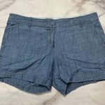 J.Crew Chambray Shorts Womens Size 8 Flat Front Chino Pockets Cotton Blue B9356 Photo 0