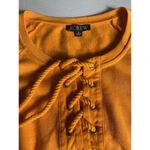 J.Crew University Bright Orange Short Sleeve Lace Up Sweatshirt Size M Medium Photo 6