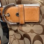 Coach 2005 Vintage Signature Buckle Demi 2-way Bag khaki/White Leather Trim Rare Photo 5