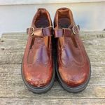 American Eagle Vintage Y2K Brown Leather Chunky Mary Jane T Strap Shoes Size 8 Photo 1