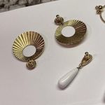 Monet Lot Of 3 Signed  Costume Earrings Pierced - Gold Tone Dangle Photo 8