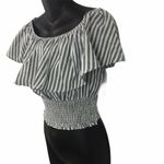 Flying Tomato  blue & Ivory striped ruffle crop too Photo 2