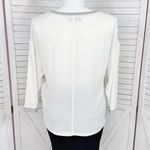 Loft Knit Chiffon Back Pullover Athleisure Top Grey Cream Large Photo 3