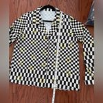Checkered Satin Smiley Face Shirt Size M Photo 3
