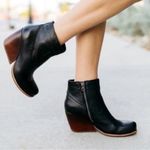 Kork-Ease  Michelle Black Leather Ankle Wedge Boots- Size 10 Photo 1