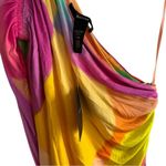 SMYTHE Abstract Neon Print One Shoulder Ruched Jersey Midi Dress 8 Pink Photo 5