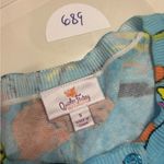 Quacker Factory  Lightweight Cardigan Tropical Vacation Print Size Small Blue Photo 6