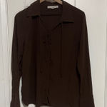 Loft  Chocolate Blouse with Neck Tie Photo 0