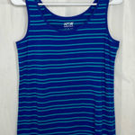 Apt. 9 NWOT  women’s blue‎ turquoise striped thin strap summer stretch tank top L Photo 0