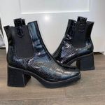 Nasty Gal Platform Croc Square Toe Heeled Ankle Boots Photo 0