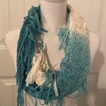 Teal And Cream Color Infinity Scarf Photo 1