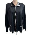 Misook Black & White Knit Cardigan Jacket Size Medium Career Office Photo 4