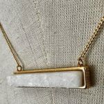 Luna Norte white druzy bar pendant necklace Gold Photo 2