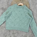 ZARA Women’s Cable Knit Cardigan Sweater Cropped Longsleeve in Sage Green M Photo 9
