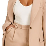 11 Honoré 11 Honore Olivia Boyfriend Blazer Tan 1 Button Long Sleeve Contemporary Photo 0