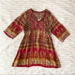 Raga Red Brown Paisley Floral Tunic Mini Dress Photo 25