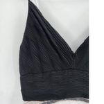 Badgley Mischka Neutral Black Striped Sleeveless V-Neck Hi-Low Gown Size 2 Photo 5