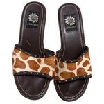 Yellow Box   Sz 7Slide Sandals Cowhide Tooled/Patterned Leather Wedges EUC ws7 Photo 0