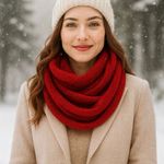 Cejon Red Metallic Knit Infinity Scarf Photo 0