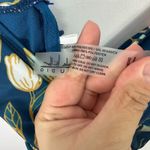 Nicole Miller Studio One Piece Swimsuit L Blue Floral Retro Ruched Pinup Resort Photo 4