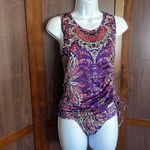 Athleta Rashguard aqualuxe print swim top and bikini bottom festival‎ SPF 50 XS Photo 5