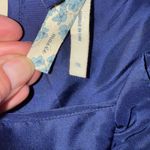 Maeve  Midnight Blue Sleeveless Silk Ruffle Mini Dress with Cinched Waist Photo 1