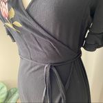 Blu Pepper  Floral Embroidered Wrap Dress Black Sz Small Photo 3