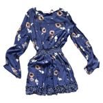 Shyanne  Dress Women's Small Blue Floral Long Sleeve Western Belle Tassel Ties Photo 3