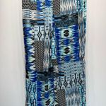 Turquoise Blue Patchwork Print Wide Leg Ankle Length Palazzo Pants Lightweight Size L Photo 1
