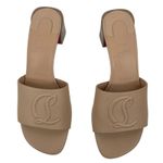 Christian Louboutin So CL Mules 55 Leather Heel Sandal Beige Size 37 Photo 4