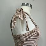 Crescent  Cotton Gingham Tiered Midi Dress Tie Straps Cottagecore Sz Small Photo 4