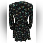 Amanda Uprichard  100% Silk Deep V Floral Mini Dress Black Puff Sleeve Small NEW Photo 3
