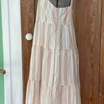Madewell Button-Back Tiered Dress in Textural Rainbow Stripe - Size 8 Photo 8