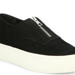 Vince Warner Zip Platform Black Suede Sneaker Women's 8US Photo 1