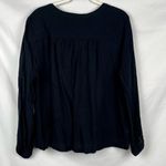 Loft  Striped Textured Black Notched V-neck Top XL Photo 3