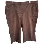 Gloria Vanderbilt Size 16 Brown Cargo Bermuda Shorts Cotton Spandex Blend Photo 0