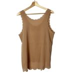 Coveted Clothing  Boutique Light Brown Chiffon Scallop Tank Top L Photo 1