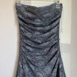 Alyn Paige  Gray & Silver Lace Y2K Strapless Handkerchief Hem Party Dress Sz S Photo 4