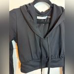 Susana Monaco Black Cropped V-Neck Hoodie Photo 5