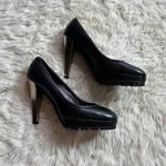 Max Mara  Black Heels Silver Metallic Heel Women's 38 Photo 1