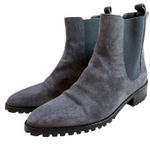 Manolo Blahnik Women's Gray Suede Chelsea Lug Sole Ankle Boots Size 8.5 (39) Photo 0