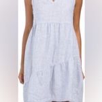 Lucky Brand 100% Linen Tiered Stripe Dress M Coastal Summer Weekends Picnics Photo 8