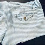 American Eagle  AE White/Blue Striped w/Floral Patchwork Cut Off Jean Shorts | 2 Photo 5