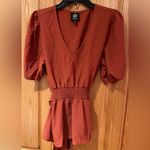 Bobeau Rust Burnt Orange Picante Smock Tie Back V-Neck Blouse Top Size Medium Photo 1