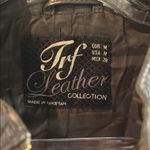 Dark Gray Fitted Leather Jacket with Notched Collar Size M Photo 1