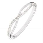 Anne Klein silver tone criss cross rhinestone bangle bracelet Photo 0